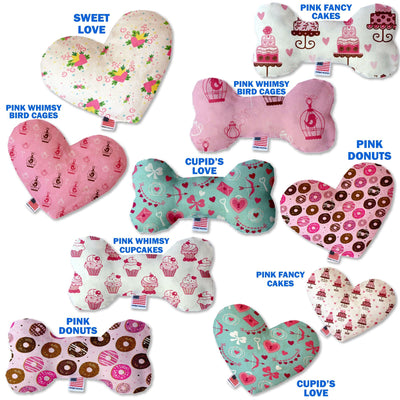 Valentine's Day Pet & Dog Plush Heart or Bone Toy, "Sweet Love Group" (Available in different sizes and 6 pattern options!)