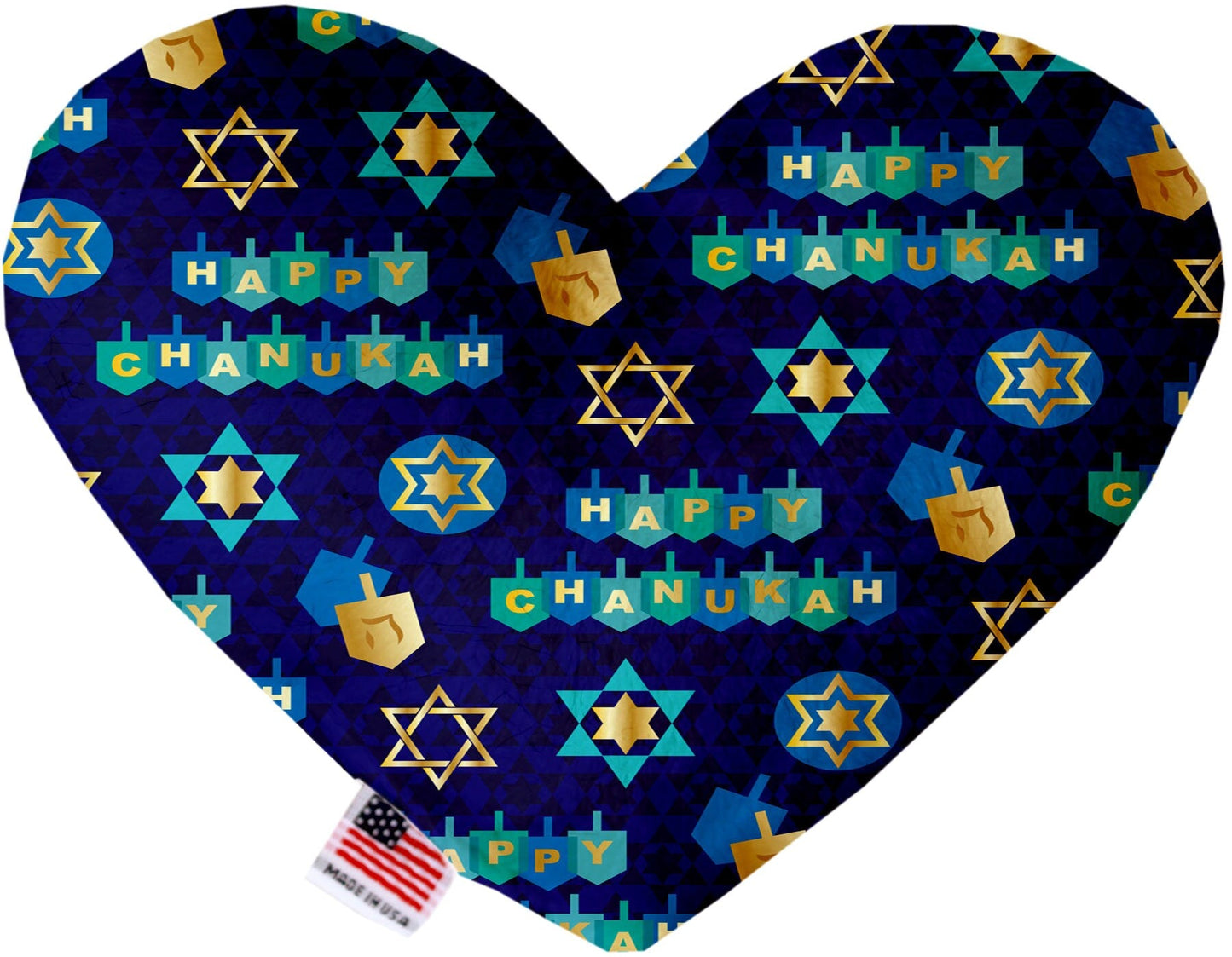 Pet and Dog Plush Heart or Bone Toy, "Hanukkah Group" (Available in different sizes, and 8 different pattern options!)