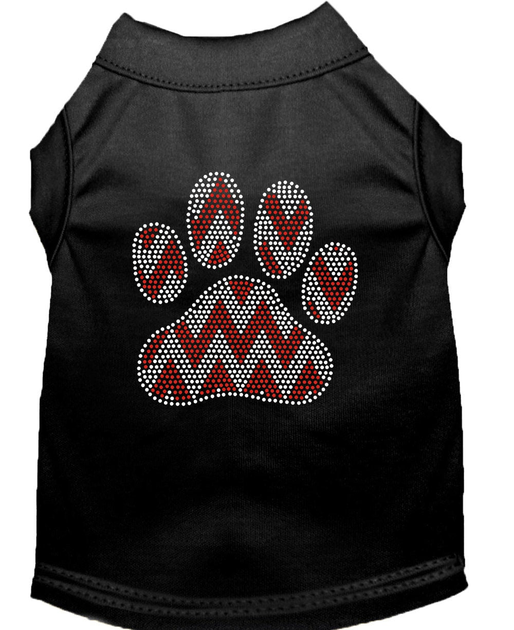 Christmas Pet Dog & Cat Shirt Rhinestone, "Candy Cane Chevron Paw"