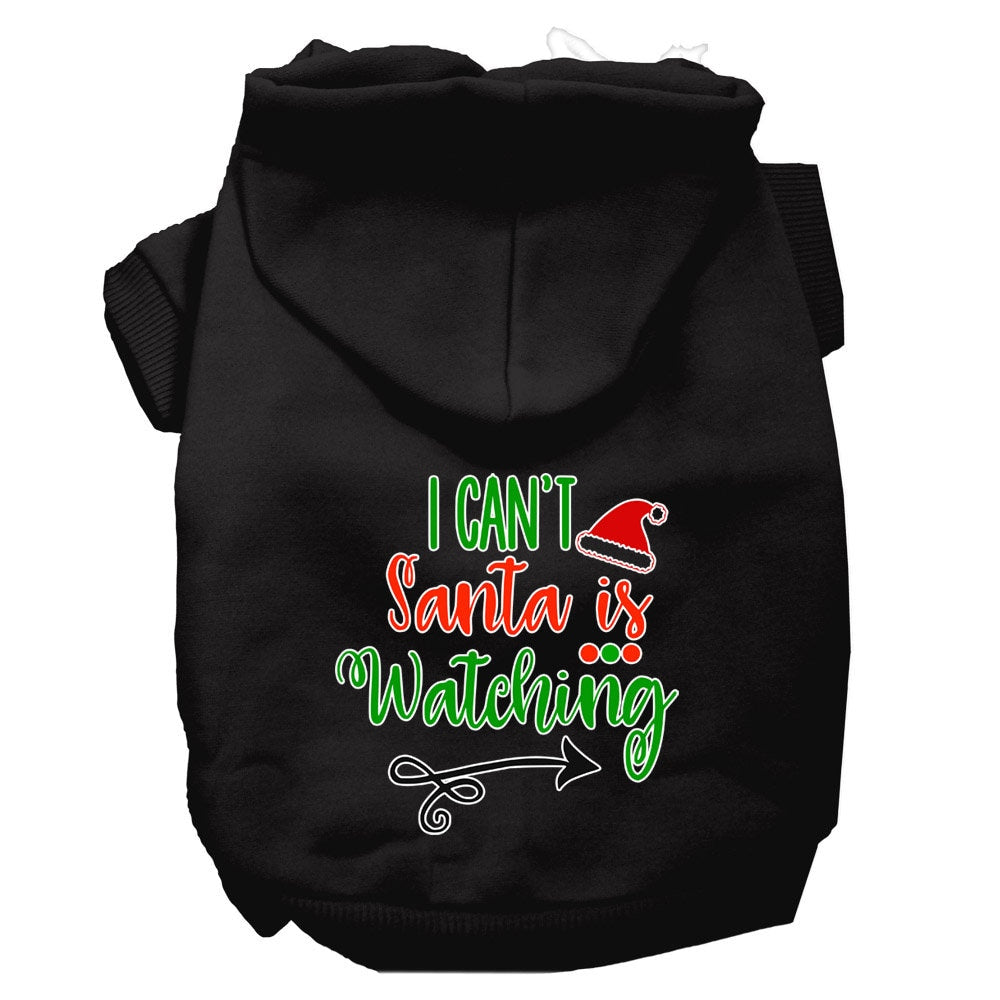 Christmas Pet Dog & Cat Hoodie Screen Printed, "I Can't, Santa Is Watching"