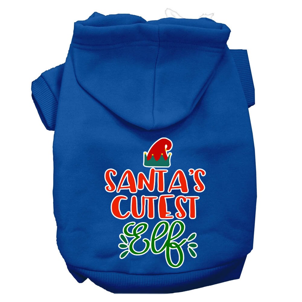 Christmas Pet Dog & Cat Hoodie Screen Printed, "Santa's Cutest Elf"