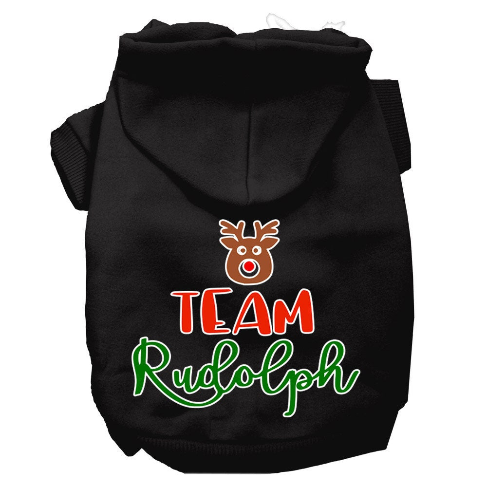 Christmas Pet Dog & Cat Hoodie Screen Printed, "Team Rudolph"