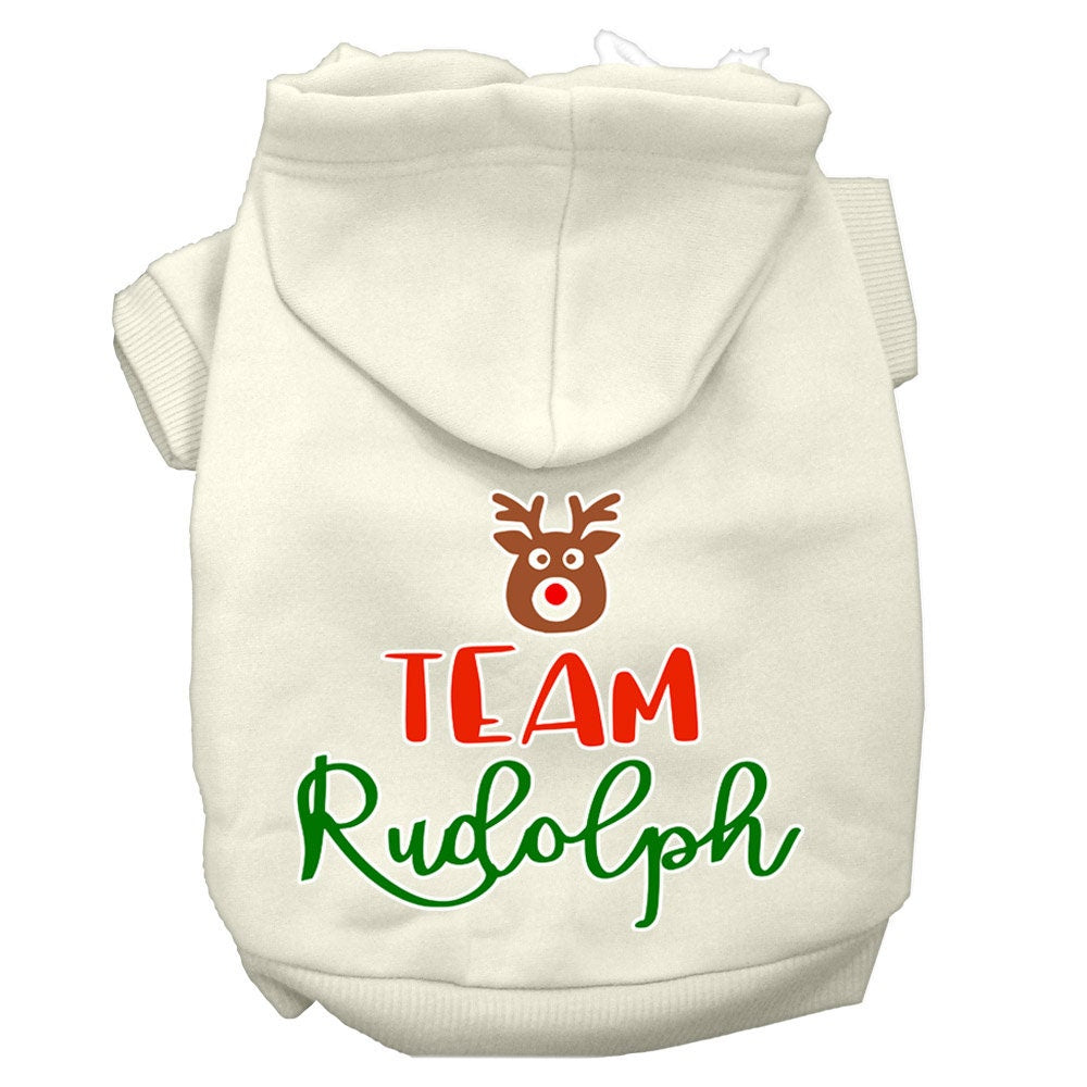 Christmas Pet Dog & Cat Hoodie Screen Printed, "Team Rudolph"