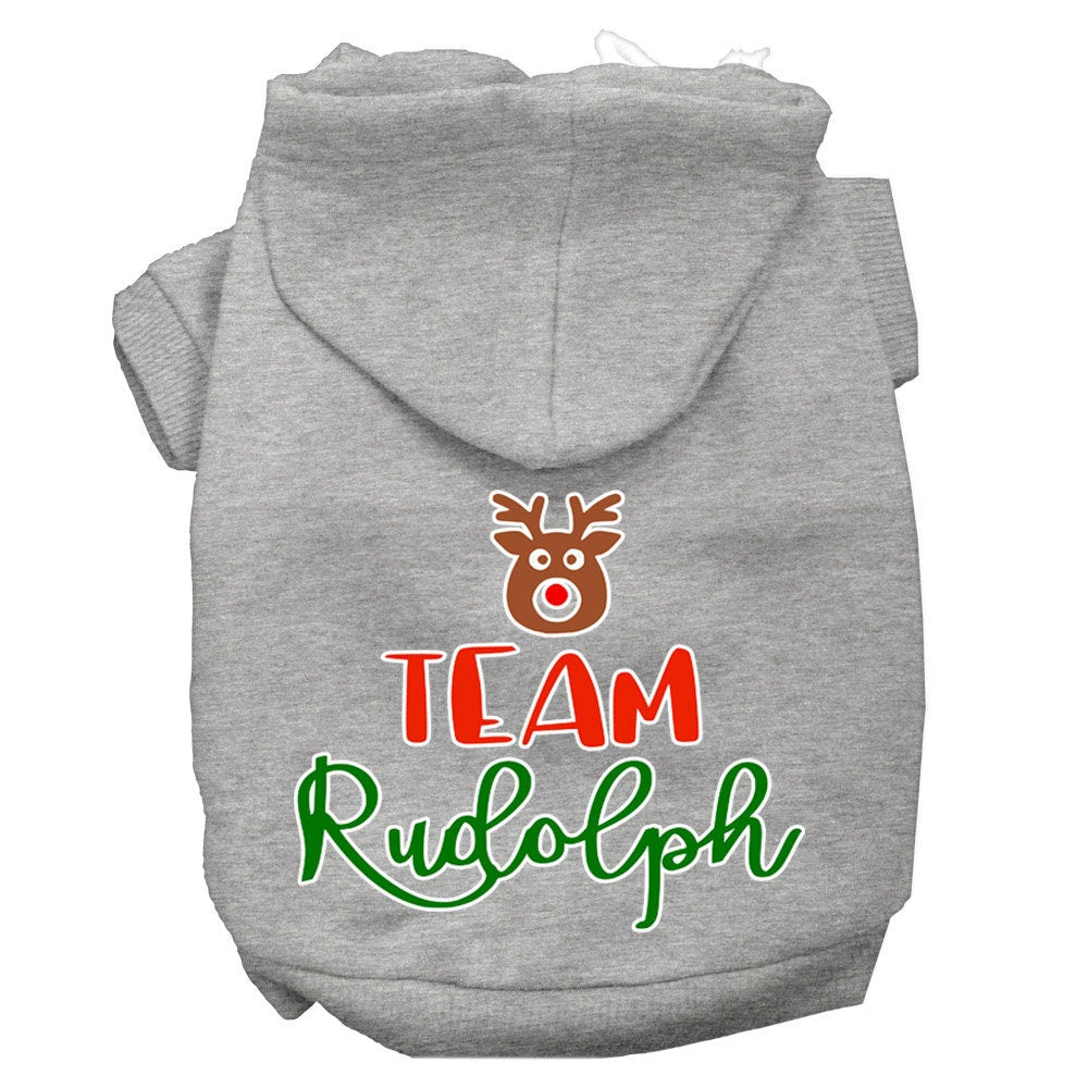 Christmas Pet Dog & Cat Hoodie Screen Printed, "Team Rudolph"