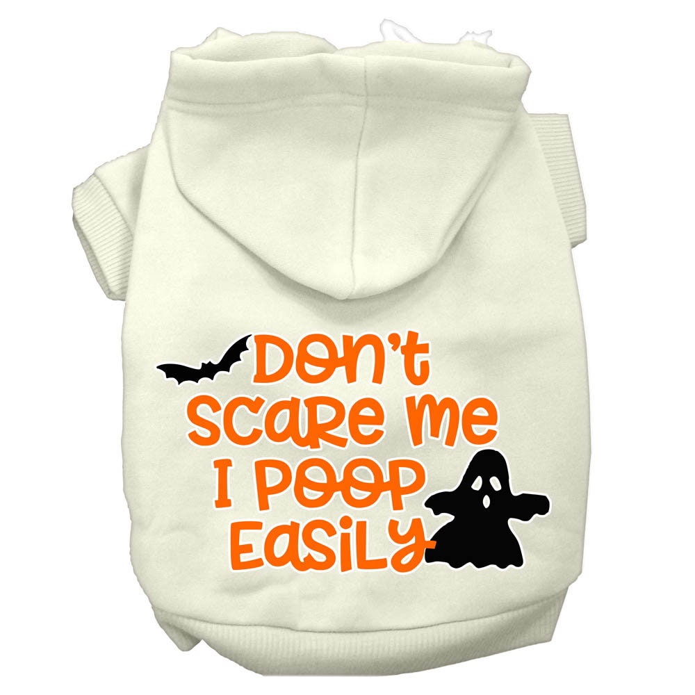 Halloween Pet, Dog & Cat Hoodie Screen Printed, "Don't Scare Me, I Poop Easily"