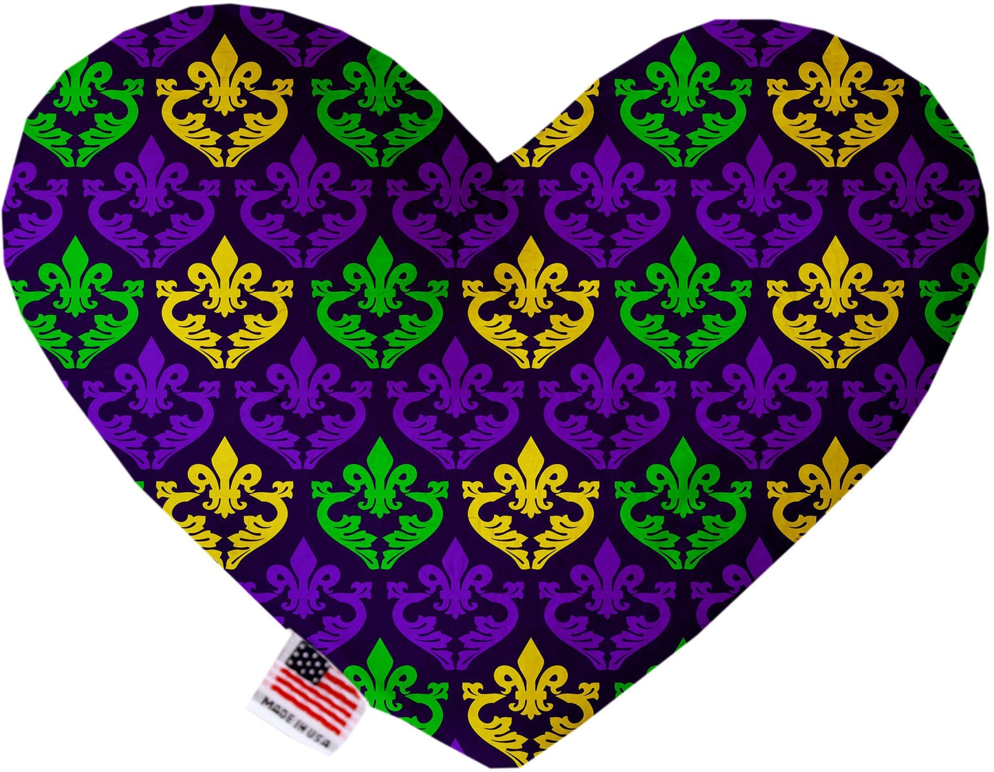 Pet and Dog Plush Heart or Bone Toy, "Mardi Gras Group" (Available in different sizes, and 10 different pattern options!)