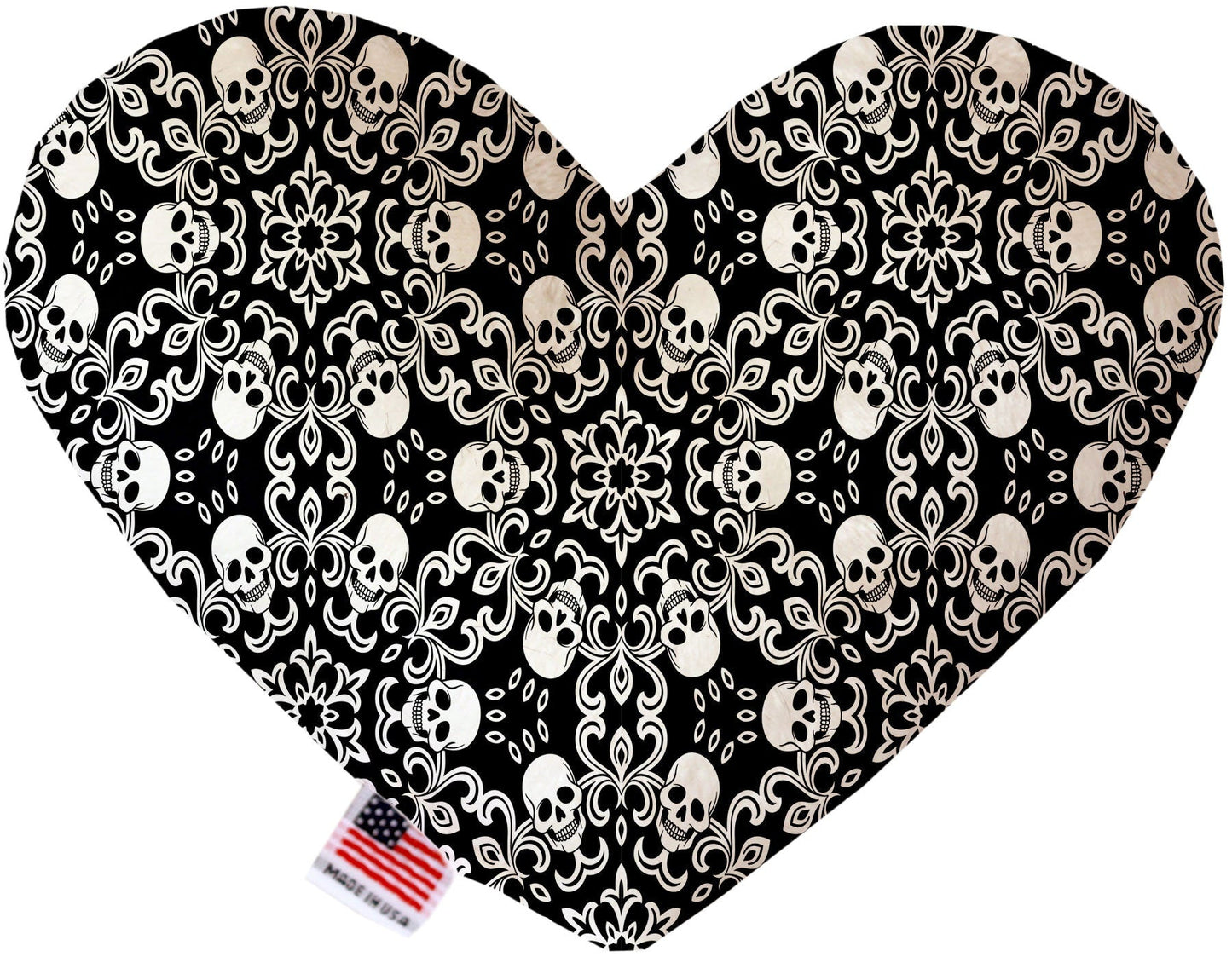 Pet and Dog Plush Heart or Bone Toy, "Skulls Group" (Available in different sizes, and 12 different pattern options!)