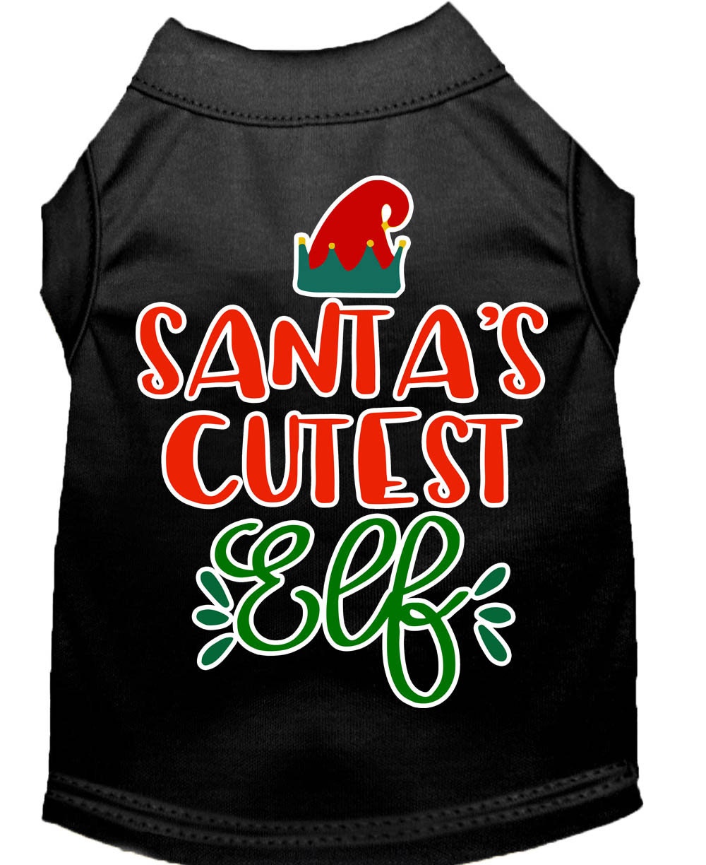 Christmas Pet Dog & Cat Shirt Screen Printed, "Santa's Cutest Elf"