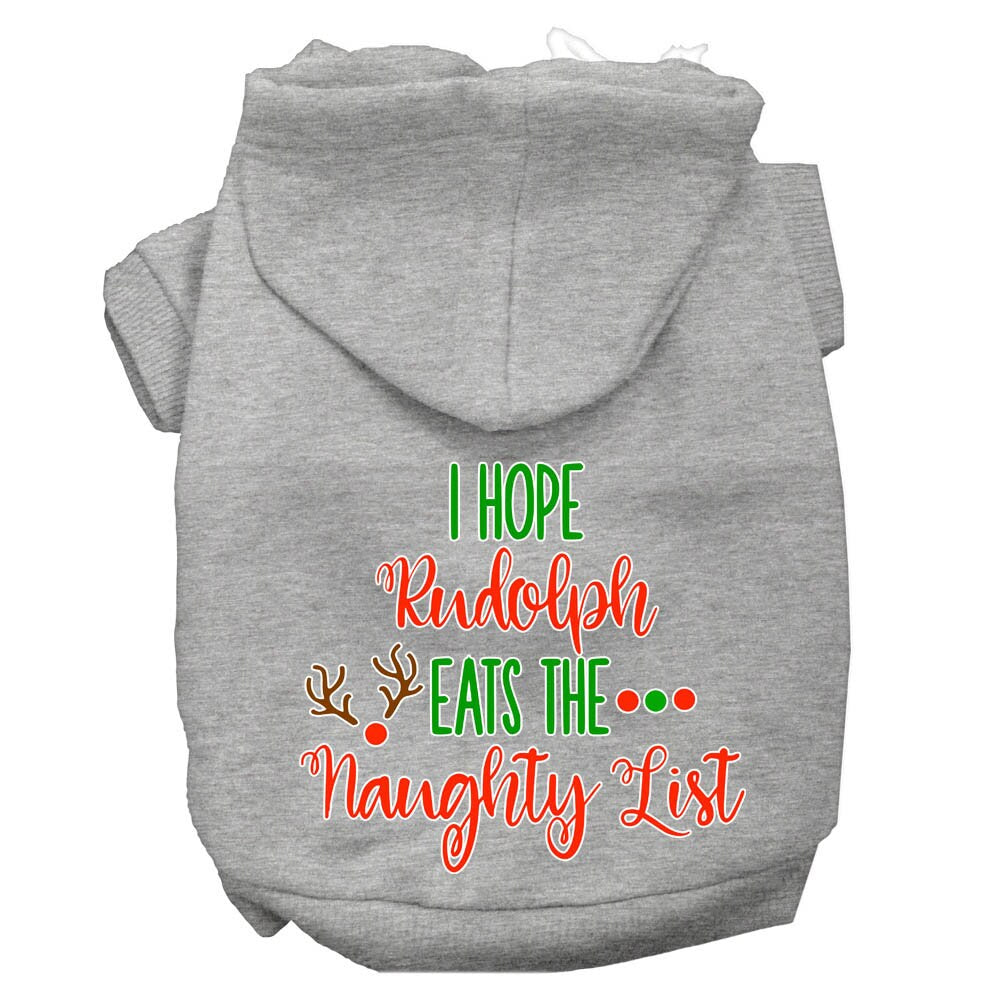 Christmas Pet Dog & Cat Hoodie Screen Printed, "I Hope Rudolph Eats The Naughty List"