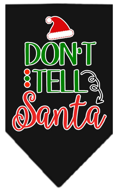 Christmas Pet and Dog Bandana Screen Printed, "Don't Tell Santa"