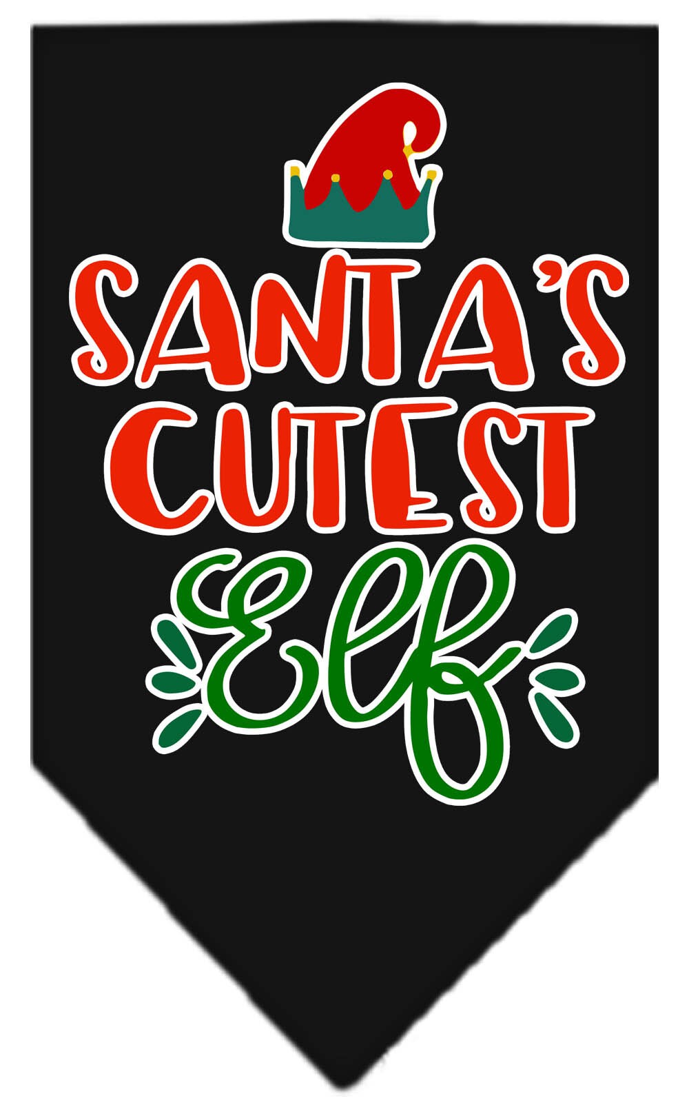 Christmas Pet and Dog Bandana Screen Printed, "Santa's Cutest Elf"