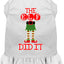 Christmas Pet Dog & Cat Dress Screen Printed, "The Elf Did It"