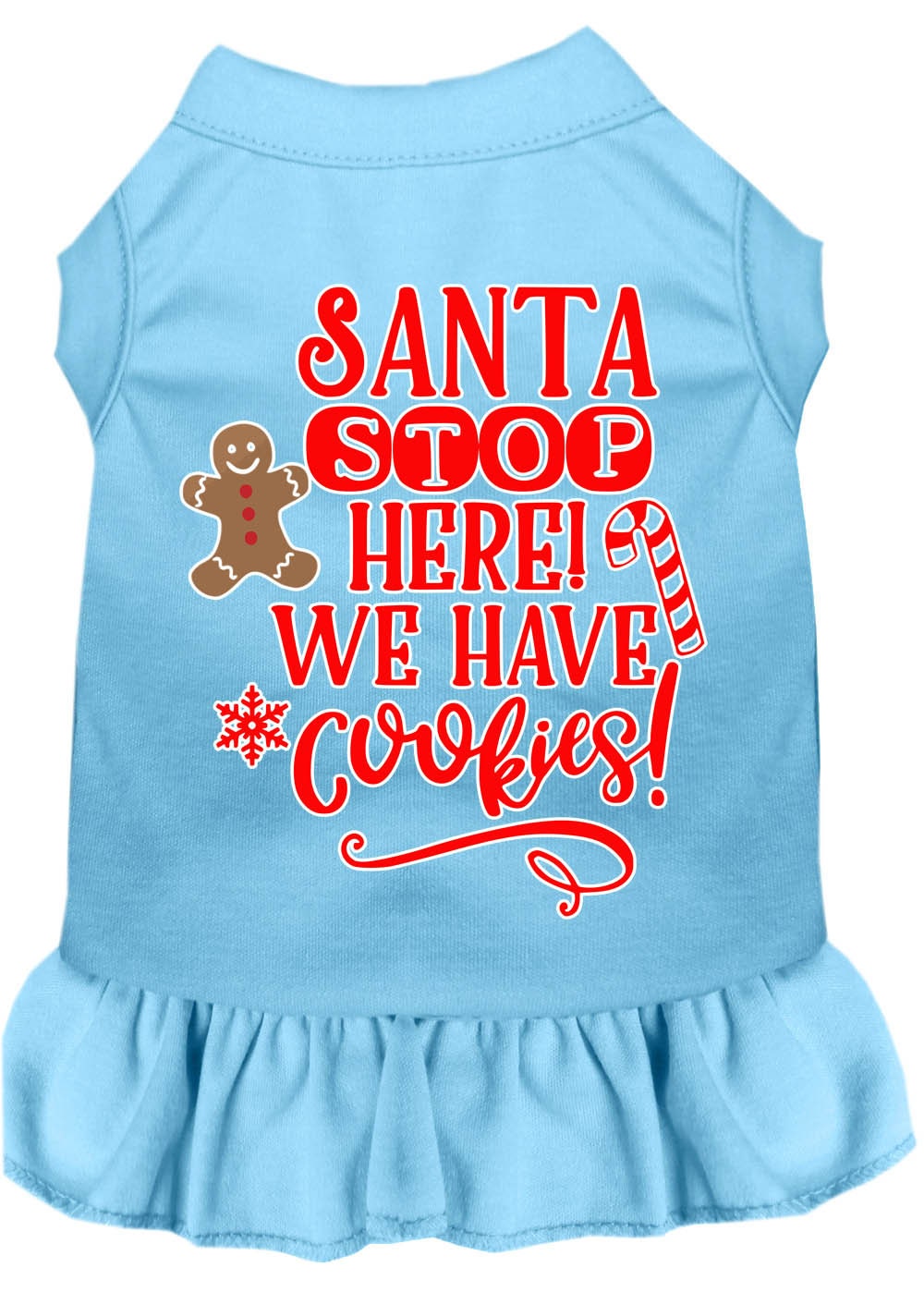 Christmas Pet Dog & Cat Dress Screen Printed, "Santa Stop Here, We Have Cookies"