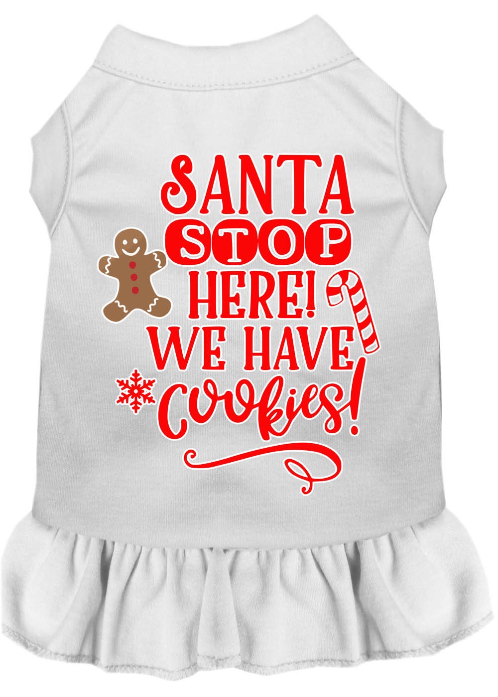 Christmas Pet Dog & Cat Dress Screen Printed, "Santa Stop Here, We Have Cookies"