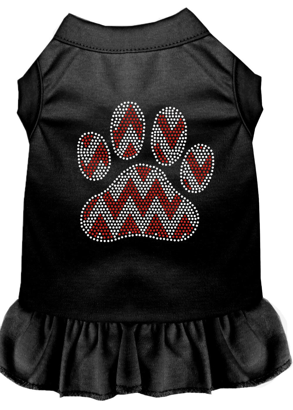 Christmas Pet Dog & Cat Dress Rhinestone, "Candy Cane Chevron Paw"