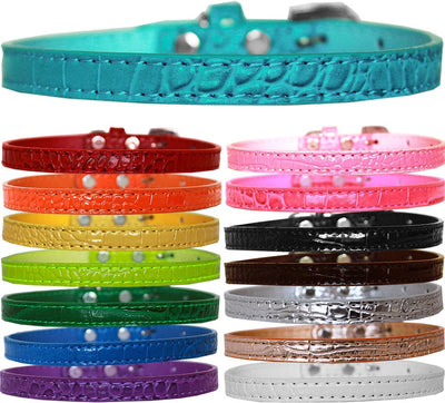 Dog, Puppy & Pet Designer Croc Collar, "Plain 3/8" Wide"