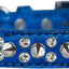 Dog, Puppy and Pet Designer Croc Collar, "Double Crystal & Silver Spikes"