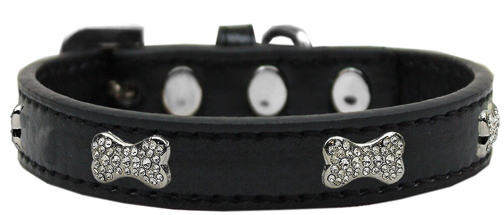 Dog, Puppy & Pet Premium Collar, "Clear Crystal Bone"