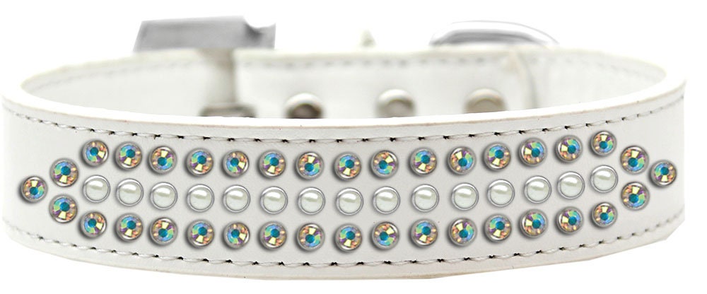 Dog, Puppy and Pet Fashion  Collar, "Ritz Pearl & Aurora Borealis Crystals Rimsets"