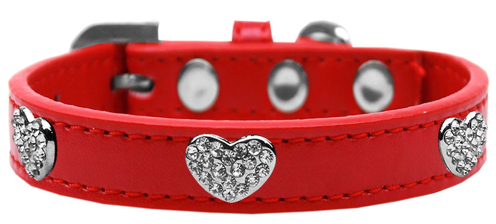 Dog, Puppy & Pet Premium Collar, "Clear Crystal Heart"