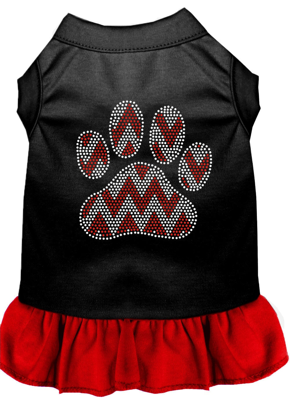 Christmas Pet Dog & Cat Dress Rhinestone, "Candy Cane Chevron Paw"