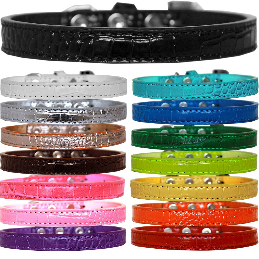 Dog, Puppy & Pet Designer Croc Collar, "Wichita Plain 1/2" Wide"