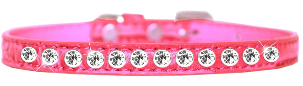 Dog, Puppy & Pet Designer Croc Collar, "One Row Clear Crystal Rimsets"