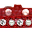 Dog, Puppy and Pet Designer Croc Collar, "One Row Pearl & Clear Crystals Rimsets"