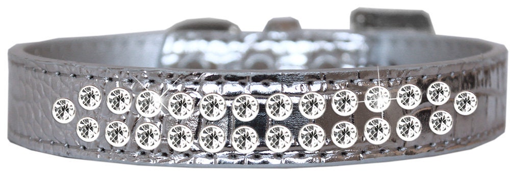 Dog, Puppy & Pet Designer Croc Collar, "Two Row Clear Crystal Rimsets"