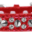 Dog, Puppy and Pet Designer Croc Collar, "Double Crystal & Silver Spikes"