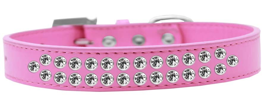 Dog, Puppy & Pet Fashion  Collar, "Two Row Clear Crystal Rimsets"