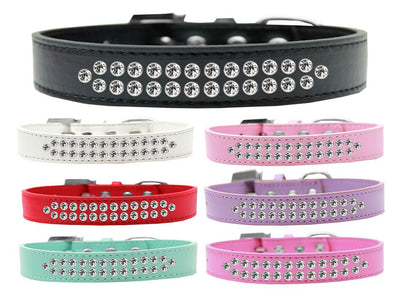 Dog, Puppy & Pet Fashion  Collar, "Two Row Clear Crystal Rimsets"