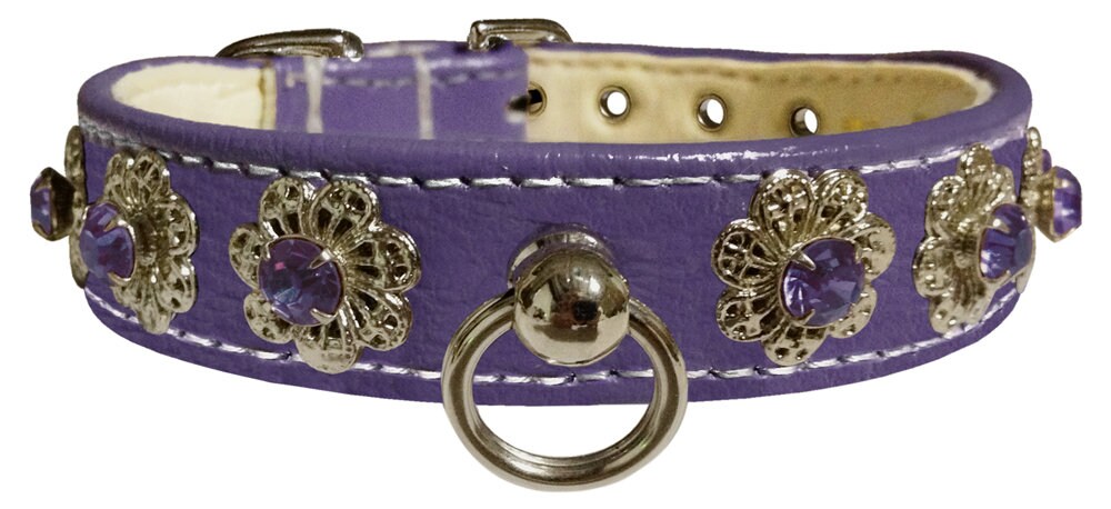 Dog, Puppy & Pet Collar, "Starlite Crystal Flower"