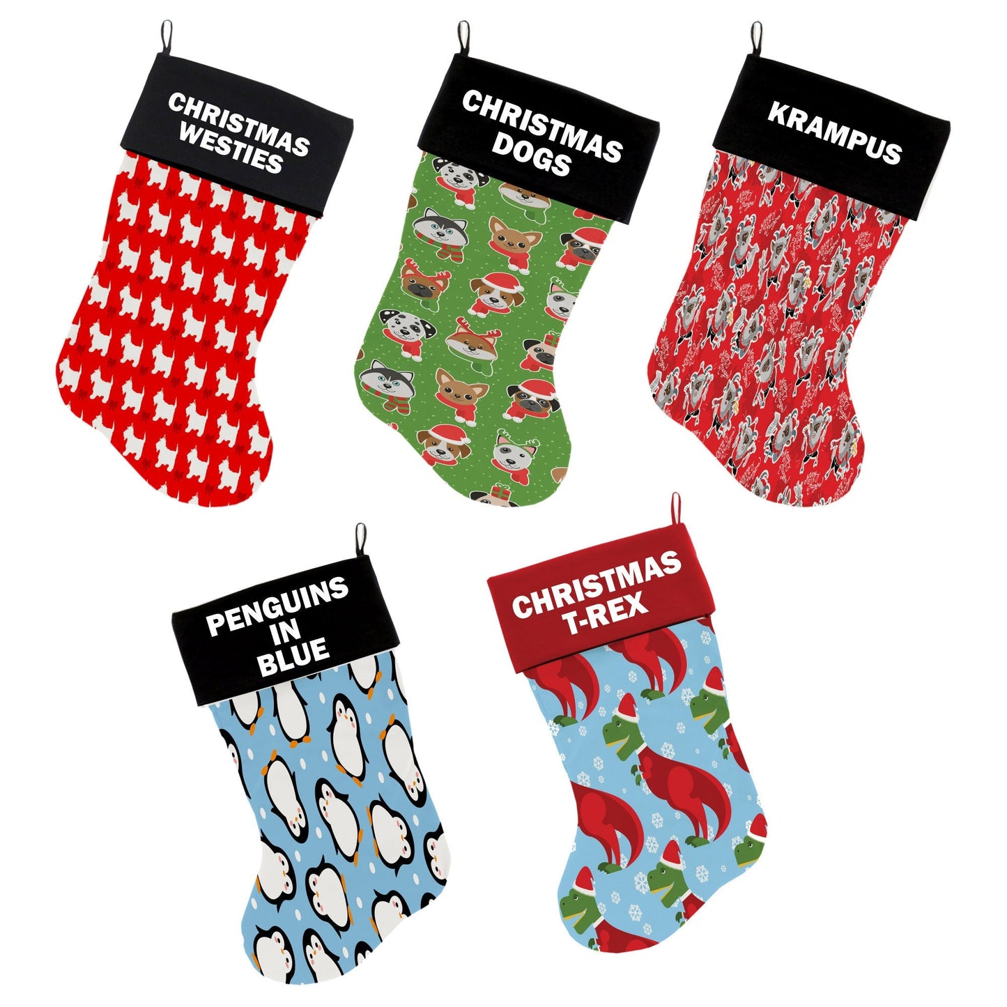 Christmas Velvet Stocking, "Holiday Friends Group" **Choose from 5 different patterns!**