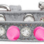 Dog, Puppy and Pet Ice Cream Collar, "Clear Crystal & Bright Pink Spikes"