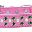 Dog, Puppy & Pet Fashion  Collar, "Pearl and Emerald Green Crystal Rimsets Sprinkles"