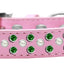 Dog, Puppy & Pet Fashion  Collar, "Pearl and Emerald Green Crystal Rimsets Sprinkles"