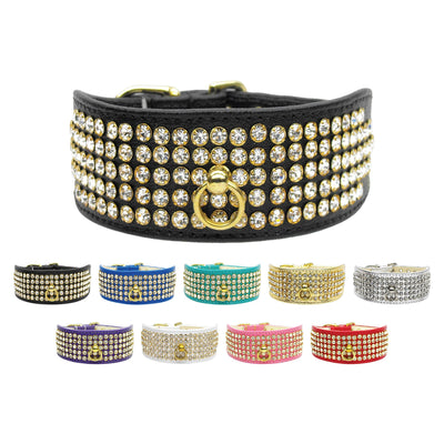 Dog, Puppy & Pet Collar, "Five  Row Clear Crystal"