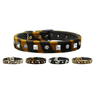 Dog, Puppy and Pet Collar, "Animal Print Crystal & Pyramid"