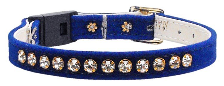 Premium Cat Breakaway Collar, "Velvet One Row Rhinestone"