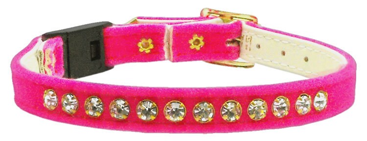 Premium Cat Breakaway Collar, "Velvet One Row Rhinestone"