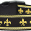 Pet Dog and Cat Nylon Collar or Leash, "Black & Gold Fleur De Lis"