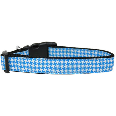 Pet Dog & Cat Nylon Collar or Leash, "Houndstooth Blue"