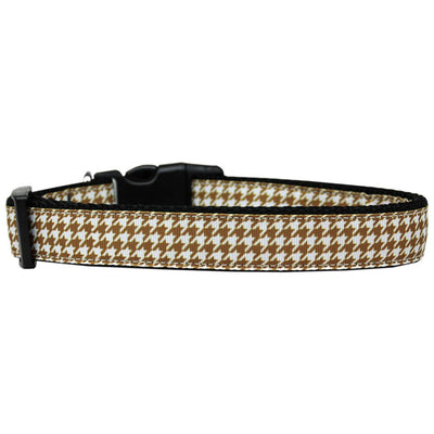 Pet Dog & Cat Nylon Collar or Leash, "Houndstooth Brown"