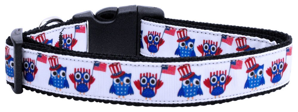 Pet Dog & Cat Nylon Collar or Leash, "American Owls"