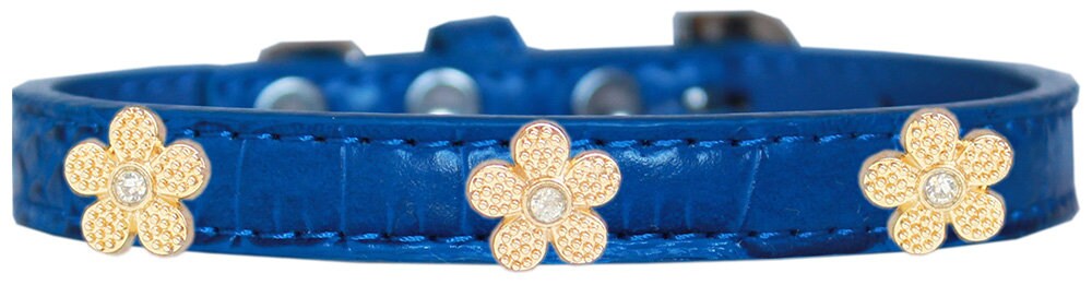 Dog, Puppy & Pet Designer Croc Widget Collar, "Gold Flowers"