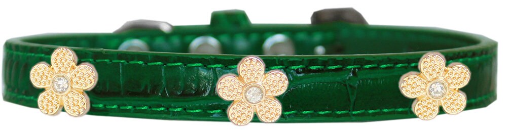 Dog, Puppy & Pet Designer Croc Widget Collar, "Gold Flowers"