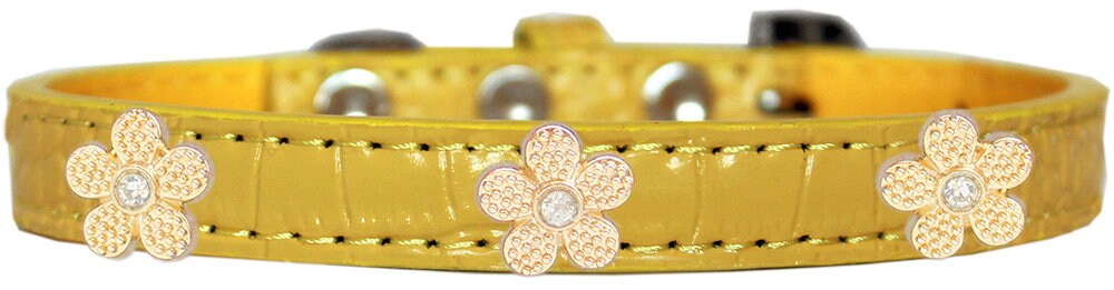 Dog, Puppy & Pet Designer Croc Widget Collar, "Gold Flowers"