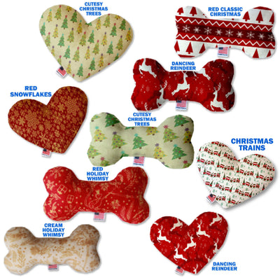 Pet and Dog Plush Heart or Bone Toy, "Classy Christmas Group" (Available in different sizes, and 7 different pattern options!)