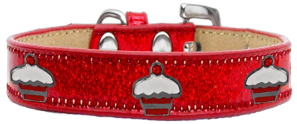 Christmas Dog, Puppy & Pet Widget Ice Cream Collar, "Red Cupcake"